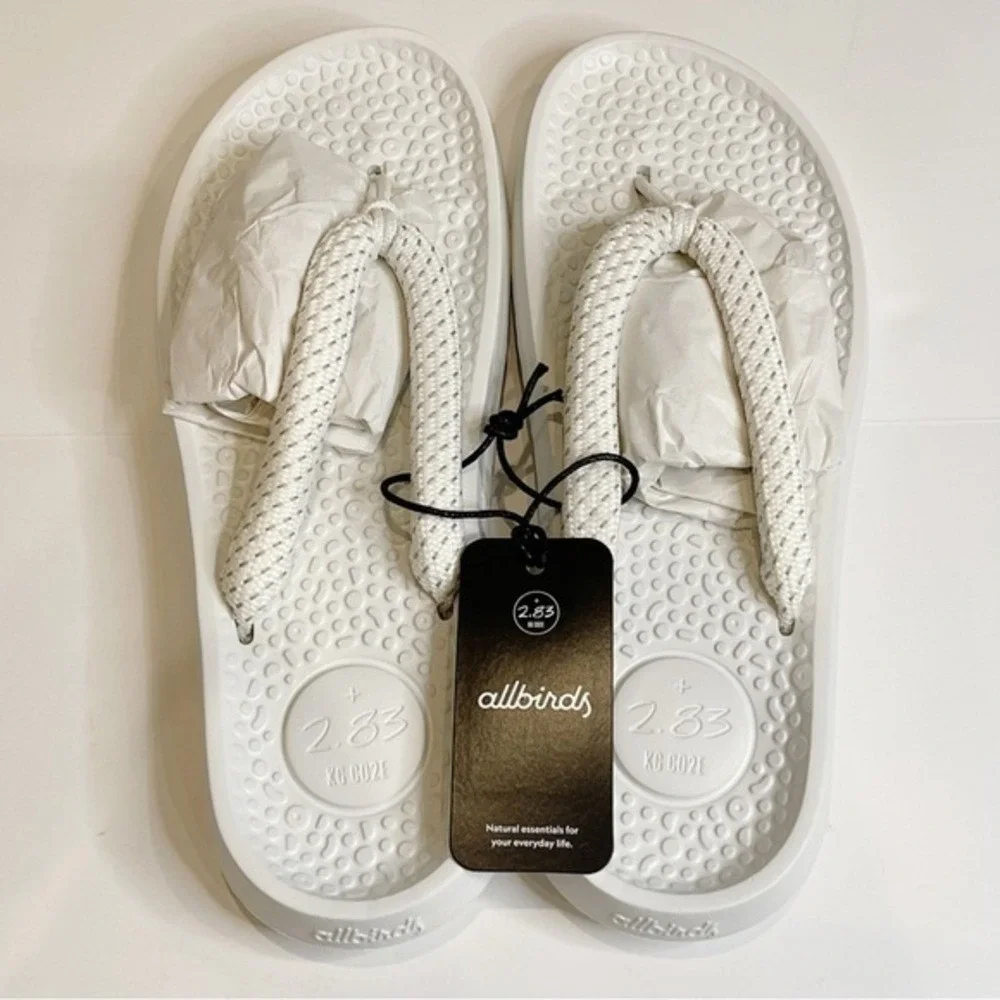 Allbirds Slides Mens Size 10 Sugar Zeffer Flip Flops‎ Unisex White Blizzard NWT - Picture 7 of 13